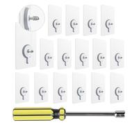 efuturetime® 16PCS Clavos de Suspensión Autoadhesivos Transparente, Ganchos de Pared con Destornillador de Vaso, con Barra Atornillable de 10mm, sin Necesidad de Taladrar para el Baño de la Cocina