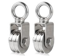 EFUTURETIME 2 x Poleas de Carga de Acero Inoxidable 304 para Cuerda de 8 mm, Polea Simple con Doble Ranura con Cáncamo M10, Giratoria, Capacidad de Carga 200 kg