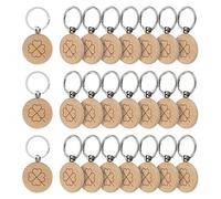 Efuturetime 24PCS Llavero de Trébol Redondo de Madera Impreso con Láser para Regalo, Decoración