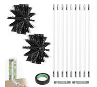 EFUTURETIME 3.6m Cepillo de Chimenea Kit, Deshollinador Cepillo Nylon Ø100 mm con 9 Varilla Flexible 410mm, Se Puede Utilizar con Destornillador para Chimenea, Conducto, Tubo, Secadora