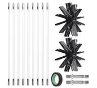 EFUTURETIME 3.6m Cepillo de Chimenea Kit, Deshollinador Cepillo Nylon Ø150 mm con 9 Varilla Flexible 410mm, Se Puede Utilizar con Destornillador para Chimenea, Conducto, Tubo, Secadora