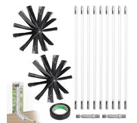 EFUTURETIME 3.6m Cepillo de Chimenea Kit, Deshollinador Cepillo Nylon Ø200 mm con 9 Varilla Flexible 410mm, Se Puede Utilizar con Destornillador para Chimenea, Conducto, Tubo, Secadora