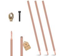 EFUTURETIME 3 x Barra de Puesta a Tierra 1 Metro φ20,2 mm, Electrodo de Acero al Carbono con Recubrimiento de cobre electrolítico de 0,2 mm