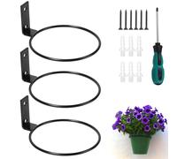 efuturetime 3 x Soporte Pared Macetas Exterior aro φ12,5 cm | con Tornillos y Destornillador para Balcón, Jardín, Restaurante