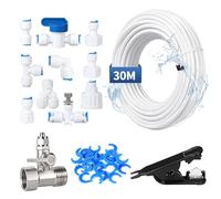 EFUTURETIME 30M Kit Tuyau Frigo Américain Eau Alimentation 1/4" Universel | für Kühlschrank Side By Side und Osmoseanlage, schnelle steckverbindung mit Absperrhahn, 1/4 Zoll Trinkwasserschlauch