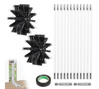 EFUTURETIME 4.8m Cepillo de Chimenea Kit, Deshollinador Cepillo Nylon Ø100 mm con 9 Varilla Flexible 410mm, Se Puede Utilizar con Destornillador para Chimenea, Conducto, Tubo, Secadora