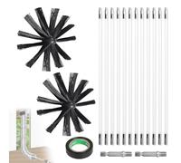 EFUTURETIME 4.8m Cepillo de Chimenea Kit, Deshollinador Cepillo Nylon Ø200 mm con 9 Varilla Flexible 410mm, Se Puede Utilizar con Destornillador para Chimenea, Conducto, Tubo, Secadora