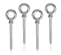 EFUTURETIME 4 x Tornillo de Ojo M10 x 100mm Perno Ojo de Acero Inoxidable 304, Tornillo con Argolla para Fijación y Suspensión, Tornillo