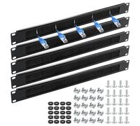 EFUTURETIME 5×19" Panel de Gestión de Cables con Tira de Cepillo 1U | Panel Pasacables con Cepillo, Panel de Conexión, Armario de Red, Rack de Servidores, M6 Tuercas Enjauladas, M6 Tornillos