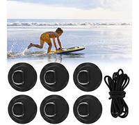 efuturetime 6 x Kayak D Anillos de Acero Inoxidable, Circular en D con Cordón Elástico de 5m para PVC Inflable Barco Kayak Canoa Cubierta Accesorios, Negro (Sin Pegamento)