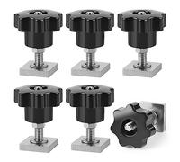 efuturetime 6 X T-Slot Adaptador M6-35mm, Tuercas T-Slot Acero Inoxidable 2x2x0.4cm con Tuercas y Arandelas para Portaequipajes de Techo Compatible con Thule, M6-Tuerca de Agarre Estrella
