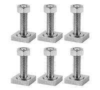 efuturetime 6 X T-Slot Adaptador M8-30mm, Tuercas T-Slot Acero Inoxidable 2x2x0.5cm con Tuercas y Arandelas para Portaequipajes de Techo Compatible con Thule, M8-Cuadrado