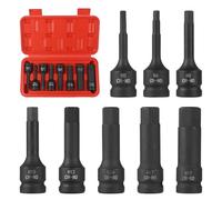 EFUTURETIME 8 Piezas Juego de Vasos 1/2" Hexagonales, H5, H6, H8, H10, H12, H14, H17, H19, Llaves de Vaso Hex con Caja, Hex Socket Set CR-MO