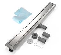 EFUTURETIME 80cm Canaleta de Ducha de Acero Inoxidable con Sifón de 360° Antioσμosis y Filtro, Desague Ducha Lineal Panel 2 en 1 con Tubo de Conexión DN40/DN50 Drenaje Rápido para Duchas Walk-in