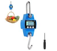 EFUTURETIME Báscula Digital Colgante 300kg, Báscula de Grúa Electrónica Industrial de Industrial con Sensor Preciso y LCD Portátil para Caza, Pesca, Granjas, Fábricas y Muelles, Azul