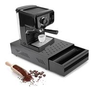EFUTURETIME Coffee Knock Box Container, Cajon para Posos de Cafe Acero Inoxidable con Barra de Golpeo Extraíble 350 x 250 x 100mm, Negro