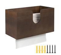 EFUTURETIME Dispensador de Toallas de Papel de Bambú, 27.5x15x13cm, Dispensador Papel Secamanos Pared, Dispensador de Toallas de Mano para Plegado V/C/Z, Cocina, Baño, Marrón