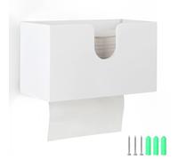 EFUTURETIME Dispensador de Toallas de Papel de Bambú, 27.5x15x13cm, Dispensador Papel Secamanos Pared, Dispensador de Toallas de Mano para Plegado V/C/Z, Cocina, Baño, Blanco