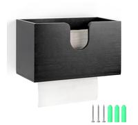 EFUTURETIME Dispensador de Toallas de Papel de Bambú, 27.5x15x13cm, Dispensador Papel Secamanos Pared, Dispensador de Toallas de Mano para Plegado V/C/Z, Cocina, Baño, Negro