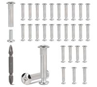 EFUTURETIME Juego de 30 Tornillos de Conexión M6 para Madera de 36-46 mm de Grosor, Tornillos de Manguito para Muebles, Conectores de Armarios con Cabeza Phillips PH2