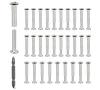 EFUTURETIME Juego de 30 Tornillos de Conexión M6 para Madera de 49-59 mm de Grosor, Tornillos de Manguito para Muebles, Conectores de Armarios con Cabeza Phillips PH2