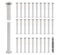 EFUTURETIME Juego de 30 Tornillos de Conexión M6 para Madera de 79-89 mm de Grosor, Tornillos de Manguito para Muebles, Conectores de Armarios con Cabeza Phillips PH2