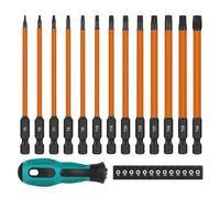 EFUTURETIME Juego de Destornilladores Torx 150mm, T5 T6 T7 T8 T9 T10 T15 T20 T25 T27 T30 T35 T40, 13pcs Destornilladores Torx Largos Magnético con Atornillador Manual, Acero S2