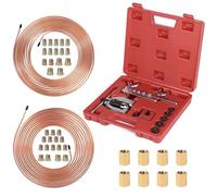 efuturetime Juego de Herramienta Ensanchamiento para Mangueras de Freno, Abocardado Doble y Simple, 7,6m Tubo de Freno ø 4,75mm / ø 6,35mm, Mini Corta Tubos, 32 Racores+8 Conectores, 5 Adaptadores