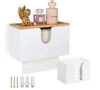 EFUTURETIME Juego Dispensador de Toallas de Papel de Bambú con Tapa Magnética - Caja De Pañuelos Pequeña, 27,5 × 16 × 13 cm - 12.5 × 7.5 × 8.5 cm para Toallas de Papel H2, Pañuelos, Blanco