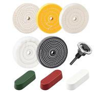 EFUTURETIME Kit Disco Pulido Amoladora 9 Piezas, 100mm Almohadillas de Pulido de Algodón Duradero con Compuestos de Pulido para Taladro y Pulidora, Acabado Espejo en Metal, Aluminio, Llantas, Madera