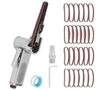 EFUTURETIME Lijadora de Banda Neumática de 16000 RPM, 33cm Lijadora Neumatica Portátil Ángulo Regulable con 25 Bandas de Lijado de 10 mm (G60 x 7, G80 x 6, G100 x 6, G120 x 6)