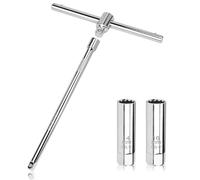 efuturetime Llave Bujias 14/16mm Llave de Bujía Magnética 3/8", 12 Puntos Llave Bujía con Deslizable Mango en T, Combinaciones Flexibles