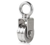 EFUTURETIME Poleas de Carga de Acero Inoxidable 304 para Cuerda de 8 mm, Polea Simple con Doble Ranura con Cáncamo M10, Giratoria, Capacidad de Carga 200 kg