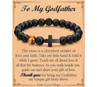 EFVISD Pulsera de cruz para hombre, adolescente, niño, regalo para papá, marido, padrino, hijo, nieto, sobrino, aniversario, cumpleaños, Navidad, religioso, cristiano, católico, regalo para él