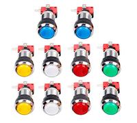 EG STARTS 10x Arcade Chrome LED botones iluminados con interfaz de 4.8 mm Micro Switch para juegos de máquinas Arcade Mame Jamma Parts 12V (cada color de 2 piezas)