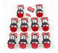 EG STARTS 10x Arcade Chrome luz LED Iluminado pulsador con 4.8mm Terminal Micro Switch En Arcade Machine Games Mame Jamma Piezas 12V 30mm Botones (Rojo)
