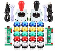 EG STARTS 2 Piezas de Arcade LED para Jugadores DIY Codificador USB 2X Elipse Óvalo Joystick de Estilo 20x Botones de Arcade LED para PC Sistema de Windows Raspberry Pi MAME (Mixed Color Kit)