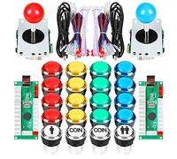 EG STARTS 2 Player Classic Arcade DIY Kit USB Encoder to PC 2x 5 Pin Joystick Games + 16x 30mm 5V LED Botón iluminado 1 + 2 jugadores Botones de monedas para Raspberry Pi 1 2 3 3B Mame Fighting Stick