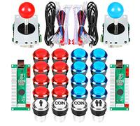 EG STARTS Arcade Cabinet Parts 2X 8 Way Joystick + 16x LED pulsador Iluminado + 2 Jugadores + Botones de Monedas para Raspberry Pi 3B Model Project DIY