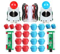 EG STARTS Controlador USB 2 jugadores a juego PC 2 x 5 pines + 4 x botones de 24 mm + 16 x 30 mm botones para juegos de arcade y kit de bricolaje para piezas Mame SNK KOF y rojo/azul