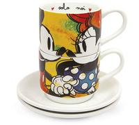Egan Juego de 2 Tazas de café colección Disney Mickey Mouse Love. Objeto Fabricado en Porcelana de Color Verde y Multicolor. Dimensiones: h 5,5 cm. La Referencia es PWM02I/V