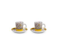 Egan Juego de 2 Tazas de café con platillos Colección Le Casette. Objeto Fabricado en Porcelana de Color Amarillo y Blanco y Multicolor. La Referencia es PLC02/1G