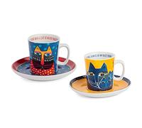 Egan Juego de 2 Tazas de café Laurel Burch Azul/Amarillo, Multicolor, tamaño pequeño