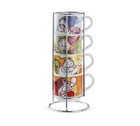 Egan Juego de 4 tazas de café 80 ml 7 enanos + estante metálico, 133002