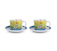 Egan Juego de tazas de desayuno con plato Le Casette azul