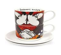 Egan PWM02I/S Juego de tazas de café, modelo Sweet Love, porcelana, 80 ml, rojo, 4 unidades, 2 unidades