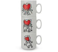 Egan Taza Colección Keith Haring. Objeto Fabricado en Porcelana de Color Blanco y Rojo. Dimensiones: 26 x 8,5 x 10 cm. La Referencia es PKHSET/3