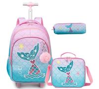 Egchescebo Mochila con ruedas para niñas, mochilas de equipaje para primaria, Azul polvo-12821, 17, Mochilas de viaje
