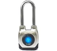 eGeeTouch - Candado para exteriores (resistente a la intemperie, 4ª generación, Bluetooth + NFC, grillete largo)