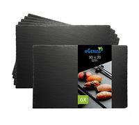eGenuss 6 platos para aperitivos tapas sushi postre quesos y embutidos | Bandejas de pizarra rectangular para servir 30x20 cm